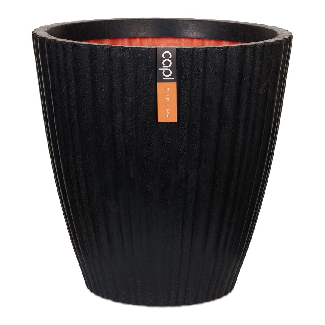 Capi Urban Tube 16" Taper Round Vase Planter Pot - Black