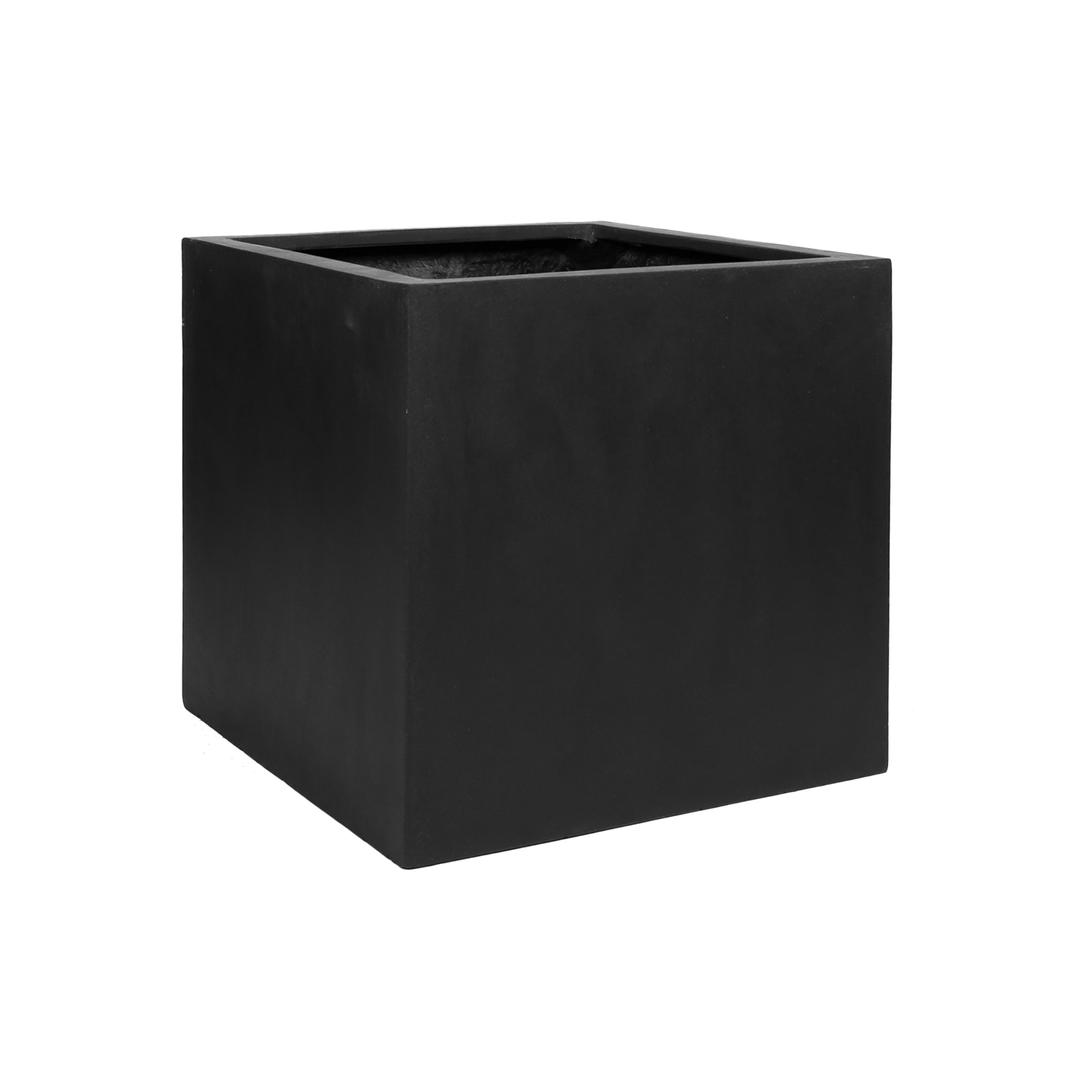 Pottery Pots Natural 20" Cube Fiberstone Box Planter - Black