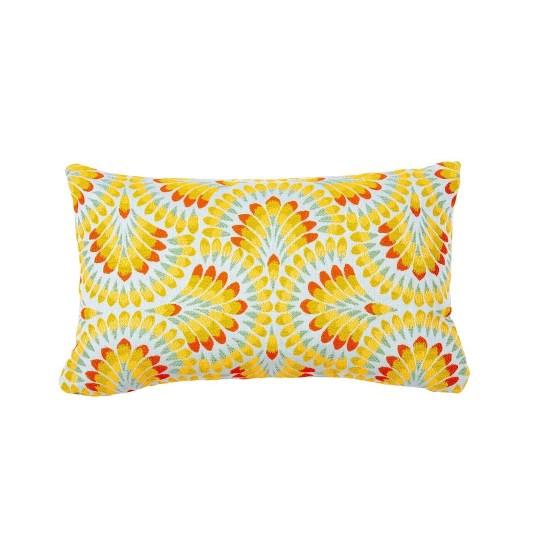 Classic Cushions 20" x 12" Plume Tropics Multicolor Lumbar Sunbrella Outdoor Pillow