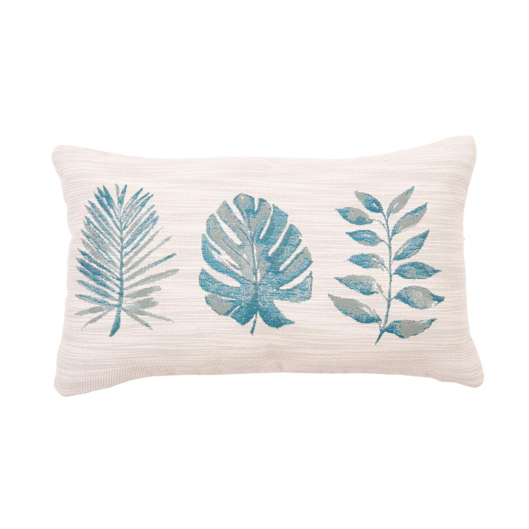 Classic Cushions 20" x 12" Blues Three Leaf Lumbar Sunbrella Outdoor Pillow