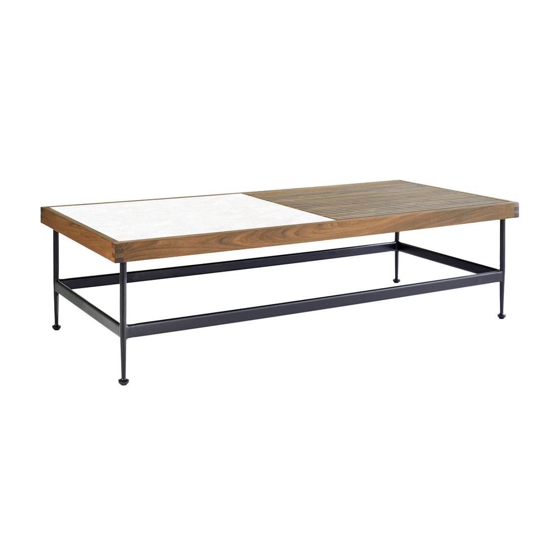 Jensen Outdoor Jett 60" Rectangular Coffee Table - Ipe Wood/White HPL Top