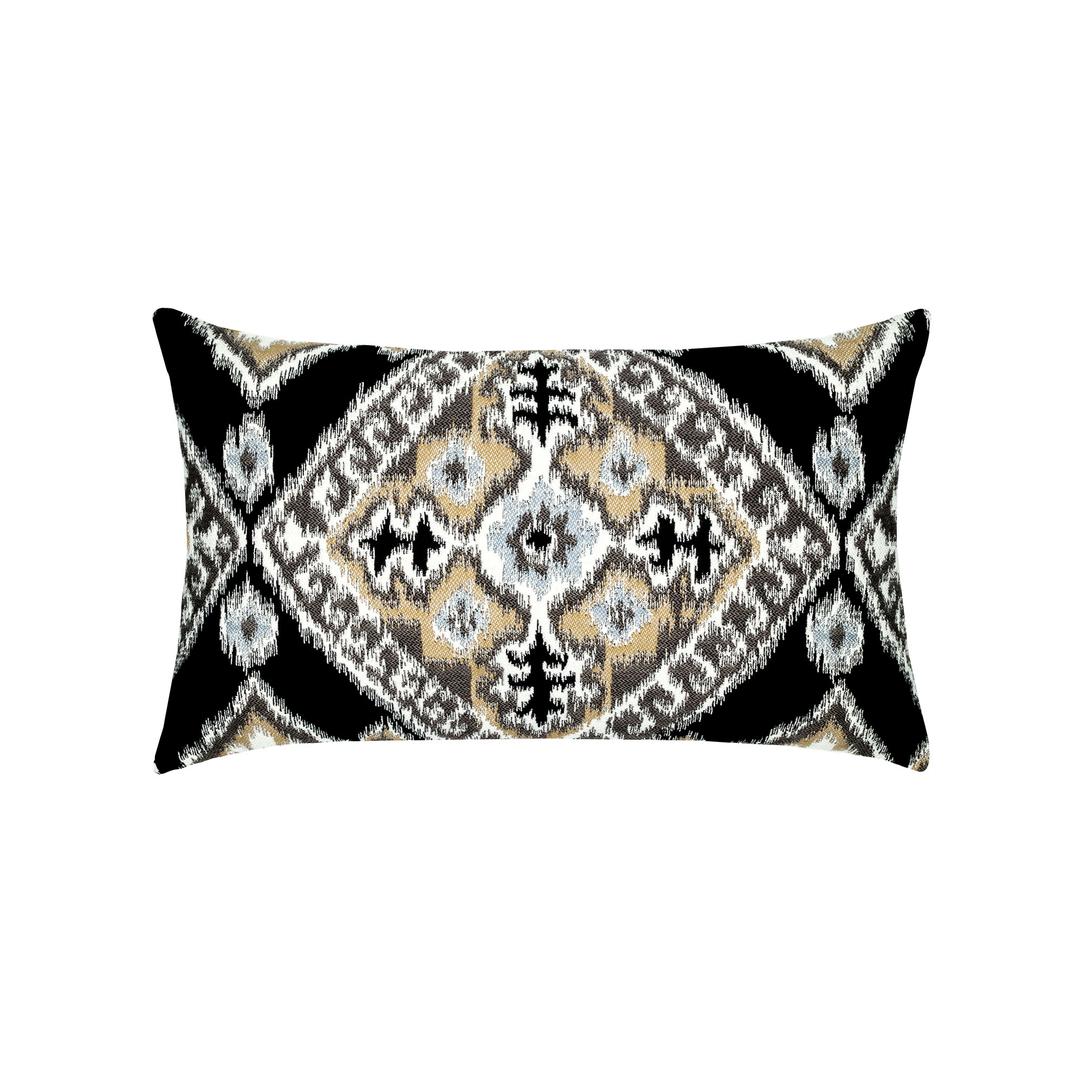 Elaine Smith 20" x 12" Ikat Diamond Onyx Double Sided Sunbrella Outdoor Pillow