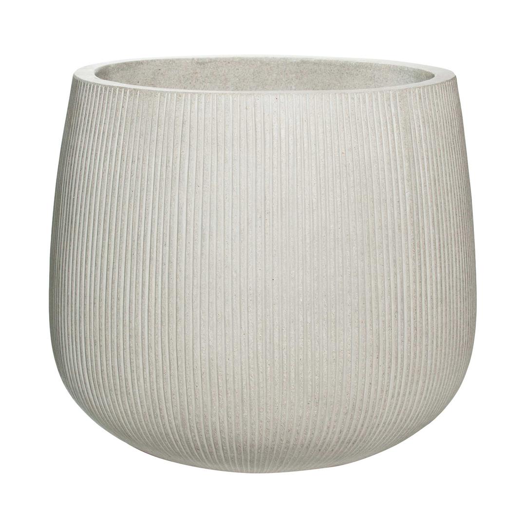Pottery Pots Ridged Pax 22" Round Ficonstone Planter Pot - Light Grey