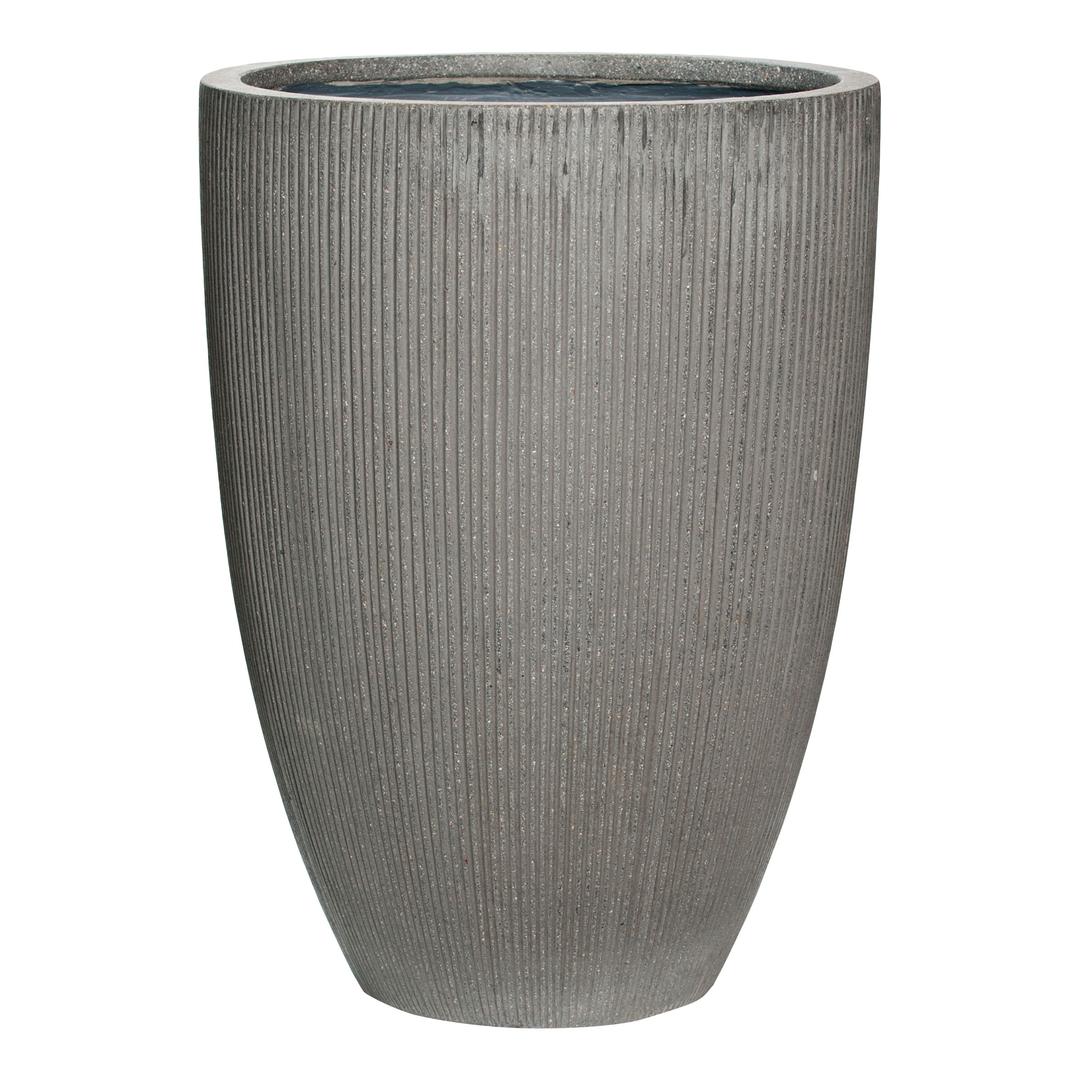 Pottery Pots Ridged Ben 16" Round Ficonstone Planter Pot - Dark Grey