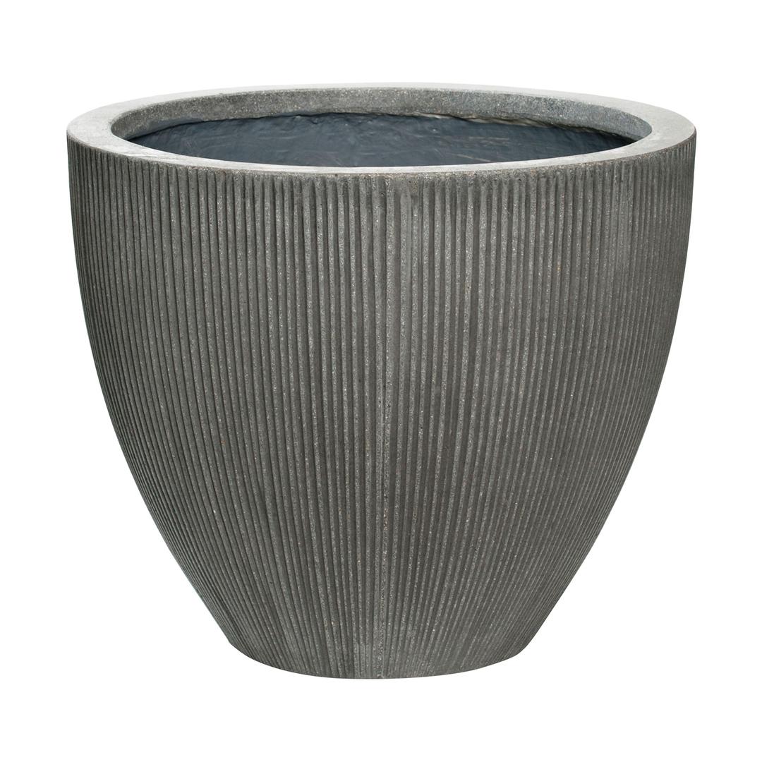 Pottery Pots Ridged Jesslyn 16" Round Ficonstone Planter Pot - Dark Grey
