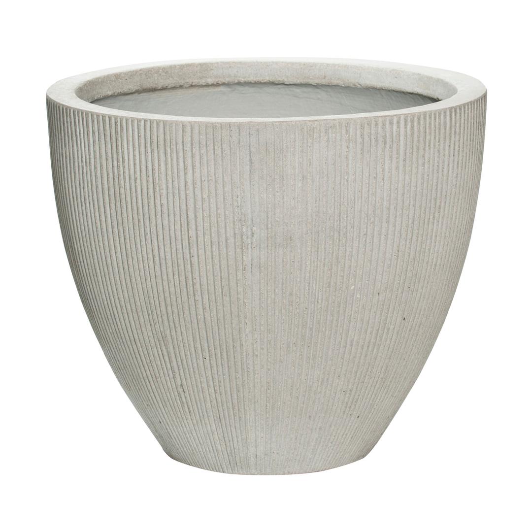 Pottery Pots Ridged Jesslyn 16" Round Ficonstone Planter Pot - Light Grey