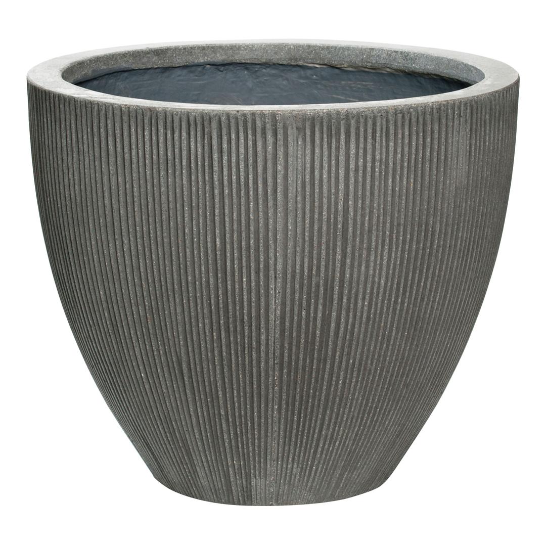 Pottery Pots Ridged Jesslyn 20" Round Ficonstone Planter Pot - Dark Grey