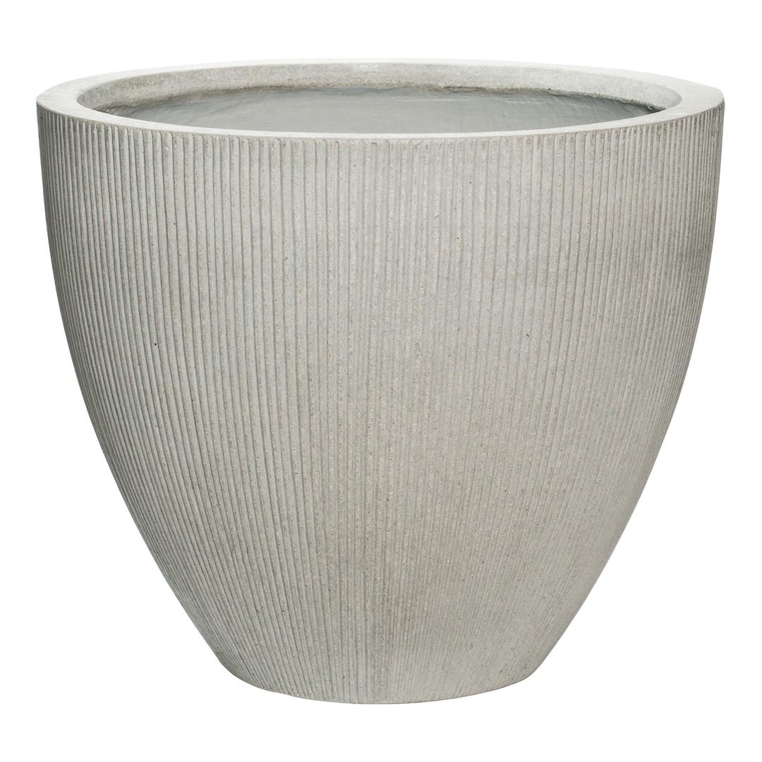 Pottery Pots Ridged Jesslyn 20" Round Ficonstone Planter Pot - Light Grey