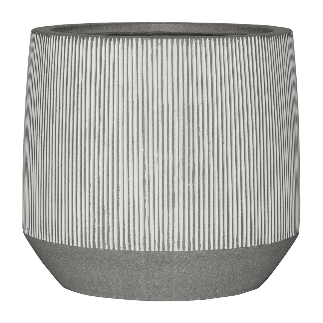 Pottery Pots Ridged Harith 16.5" Round Ficonstone Planter Pot - White Stripe