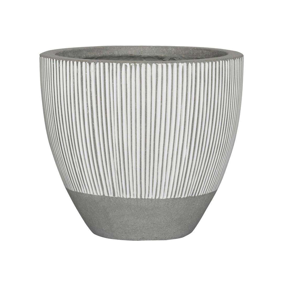 Pottery Pots Ridged Jesslyn 16" Round Ficonstone Planter Pot - White Stripe
