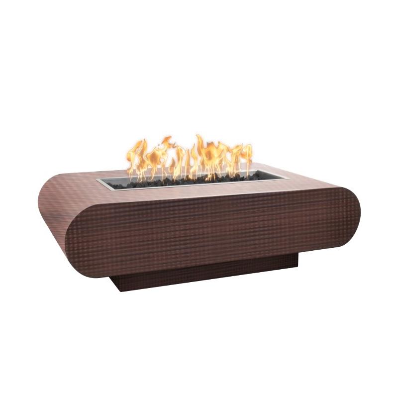 The Outdoor Plus La Jolla 48" Rectangular Hammered Copper Gas Fire Pit