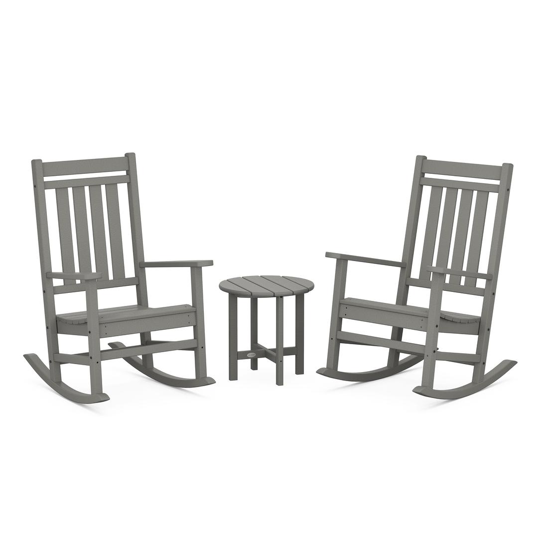 Polywood Estate 3-Piece Rocking Chair Set with Round Side Table