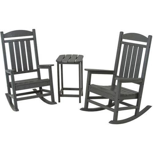 Polywood Presidential 3-Piece Rocking Chair Set with Counter Side Table