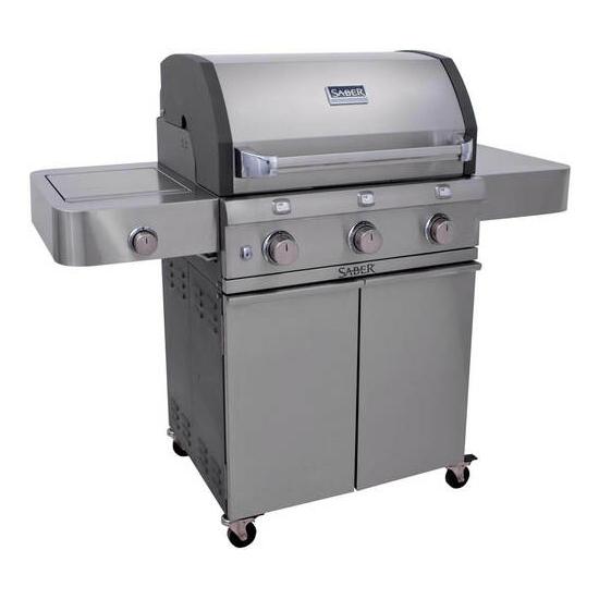 Saber Grills Deluxe 3-Burner 32" Freestanding Gas Grill on Cart - Stainless Steel