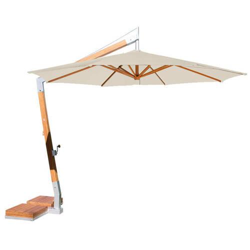 Bambrella Side Wind Levante 11.5' Round Bamboo Cantilever Patio Umbrella