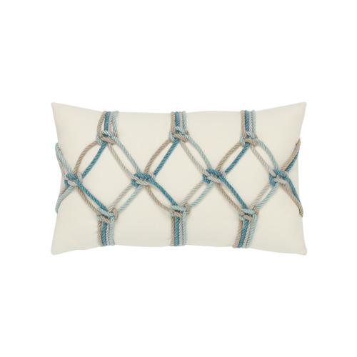Elaine Smith 20" x 12" Aqua Rope Lumbar Sunbrella Outdoor Pillow