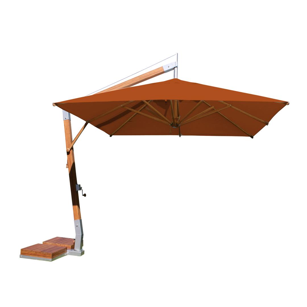 Bambrella Side Wind Levante 10' Square Bamboo Cantilever Patio Umbrella