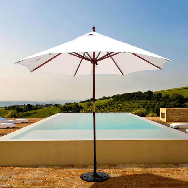 Galtech 9' Round Wood Double Pulley Umbrella