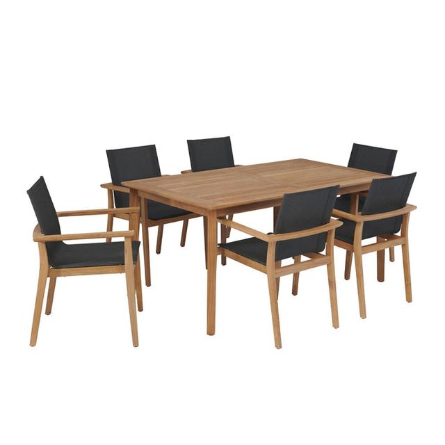 POVL Outdoor Menlo Small Rectangular Dining Set with Sling Armchairs