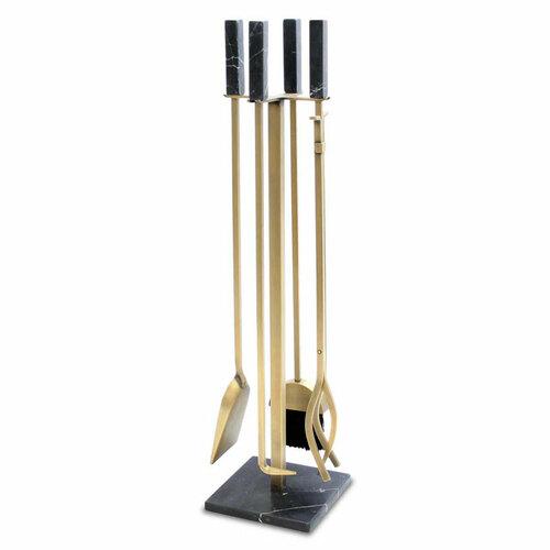 Pilgrim Nero Brass Marble Fireplace Tool Set