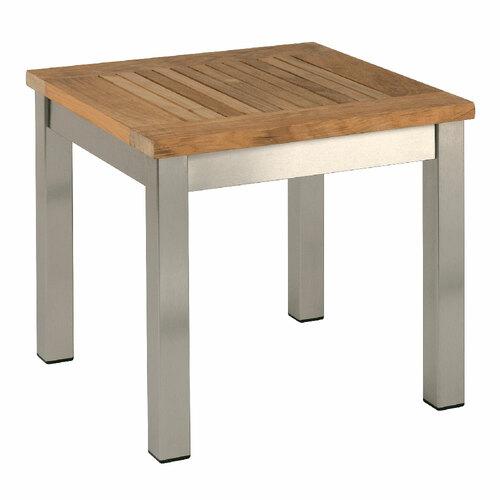 Barlow Tyrie Equinox 17" Steel Square Side Table - Teak Top