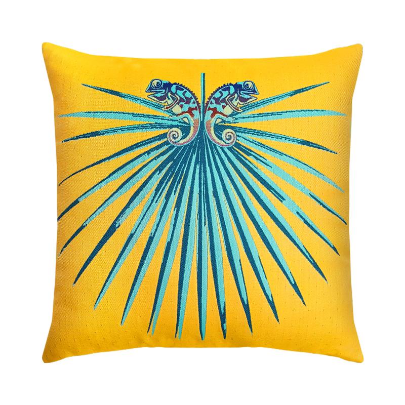 Elaine Smith 22" x 22" Chameleon Lagoon Sunbrella Outdoor Pillow