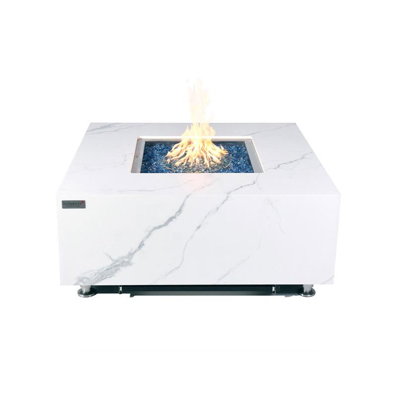 Elementi Plus Bianco 39.5" Square Marble Porcelain Gas Fire Table