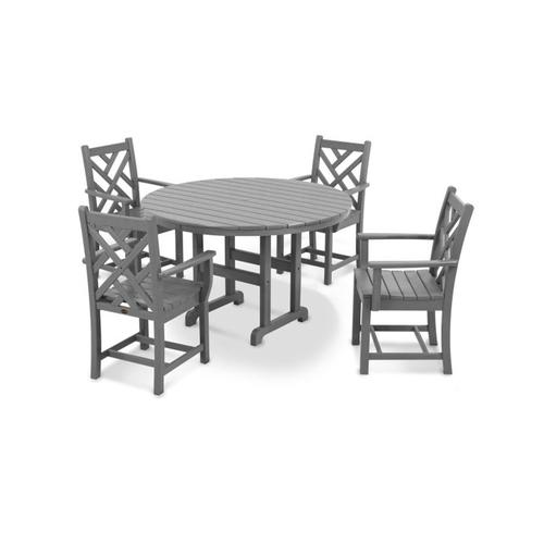 Polywood Chippendale 5-Piece Round Arm Chair Dining Set