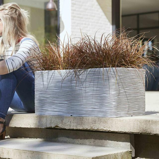 Capi Nature Rectangular Rib Trough Planter - Dark Grey