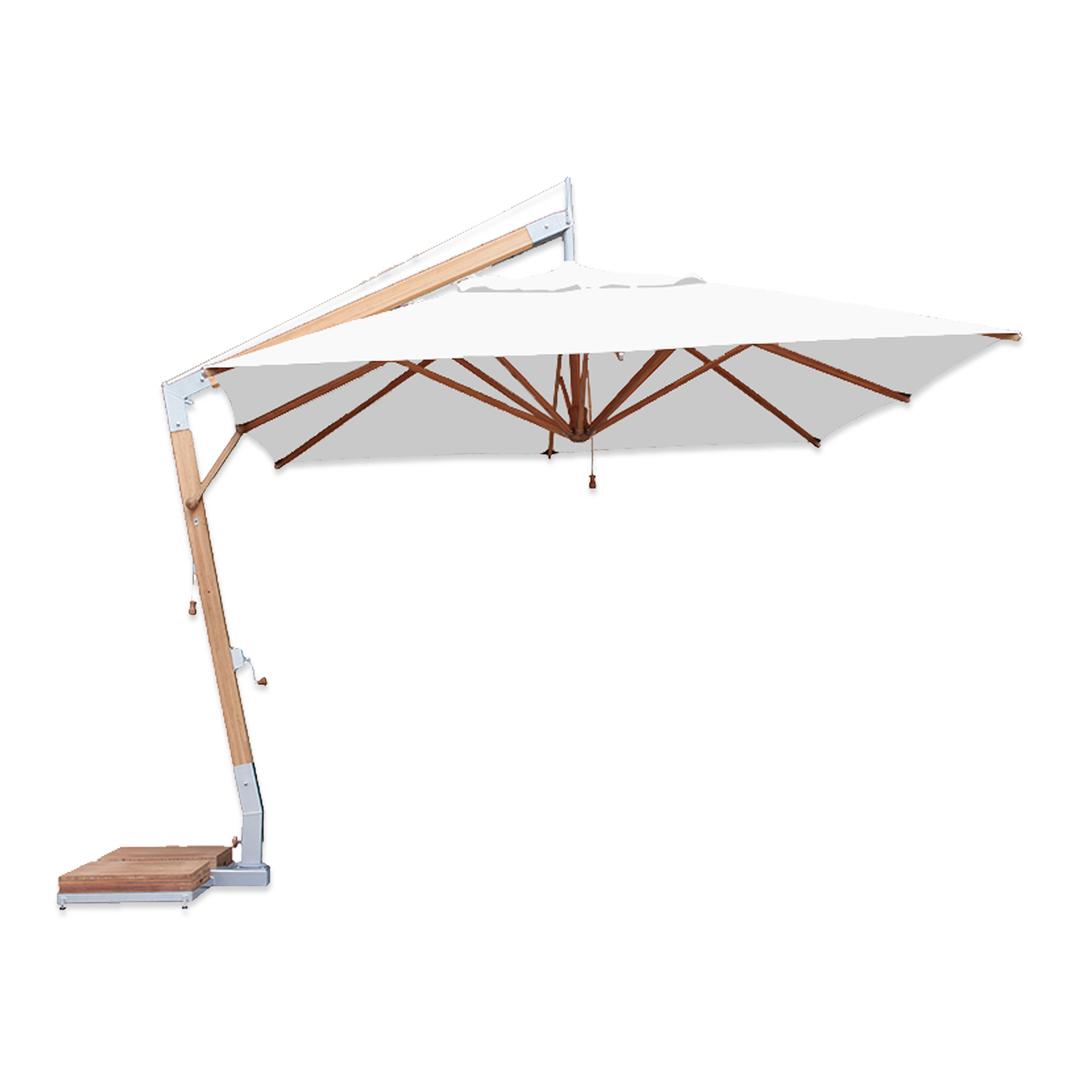 Bambrella Side Wind Sirocco 8.5' Square Bamboo Cantilever Patio Umbrella