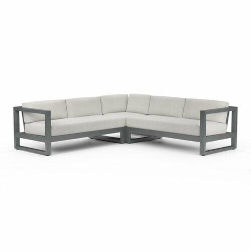 Sunset West Redondo 3-Piece Aluminum Outdoor Sectional Sofa