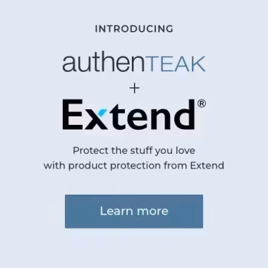 Introducing authenTEAK + Extend product protection with a Learn more call-to-action.