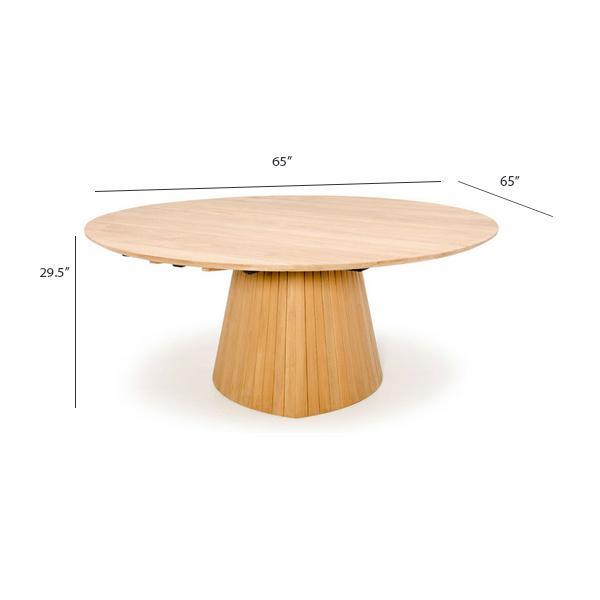 POVL Outdoor Umar 65" Teak Round Dining Table - Dimension POVL Outdoor Umar 65" Teak Round Dining Table - Dimension