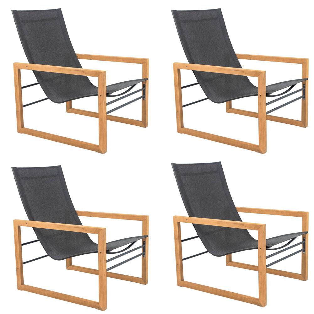 POVL Outdoor Qube Teak High Back Lounge Chair - Set of 4