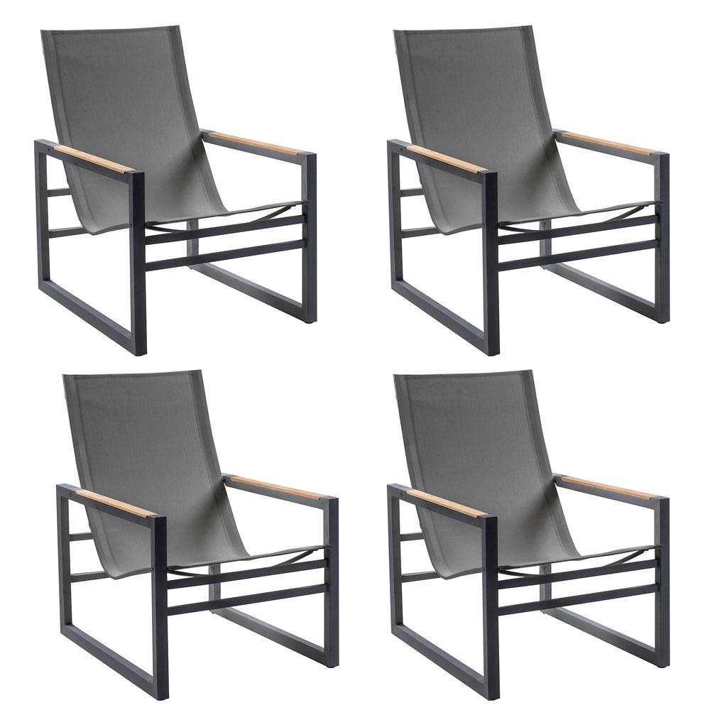 POVL Outdoor Qube Aluminum High Back Lounge Chair - Set of 4