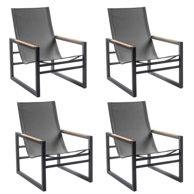 POVL Outdoor Qube High Back Aluminum Lounge Chair - Set of 4