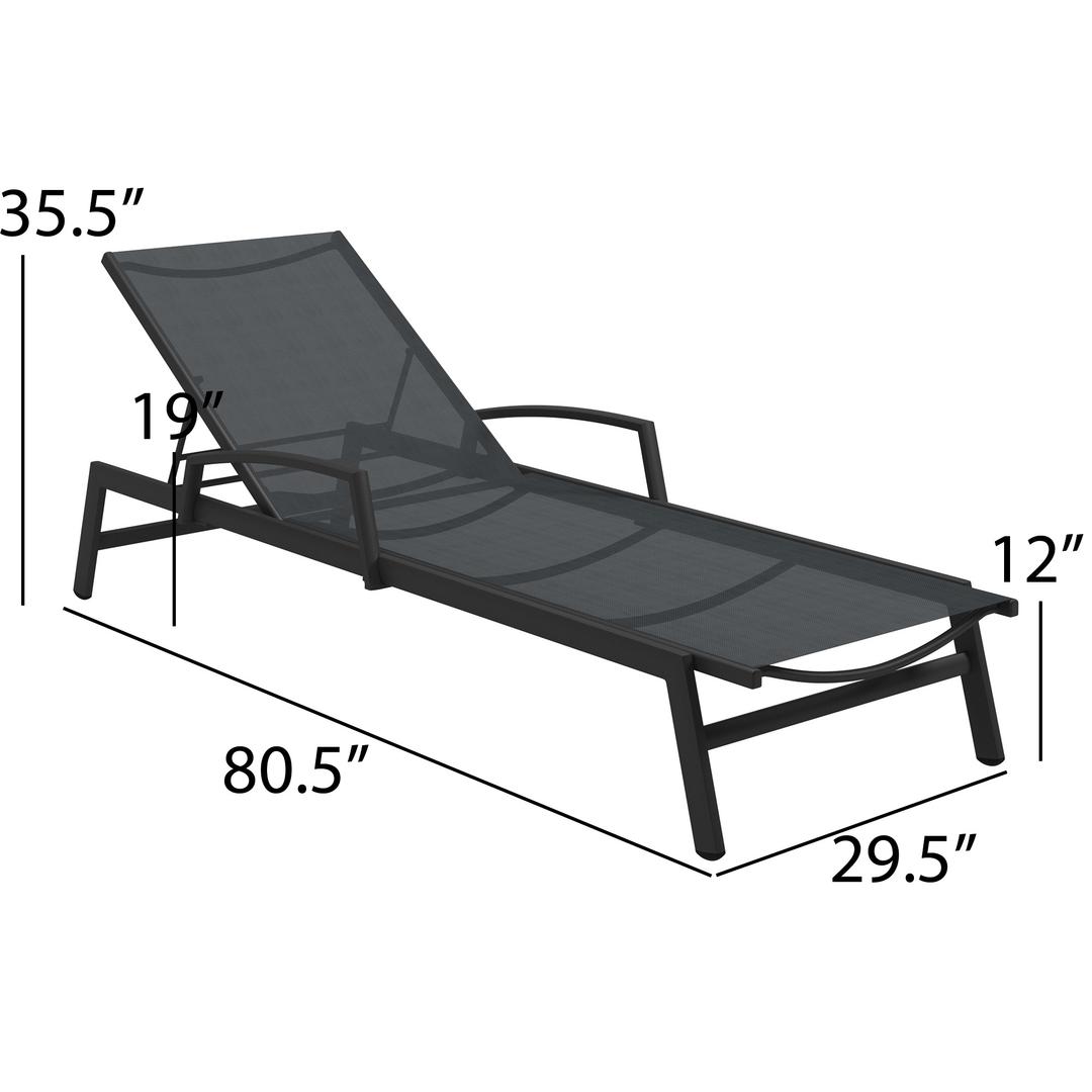 Gloster Metz Stacking Sling Chaise Lounge - Dims Gloster Metz Stacking Sling Chaise Lounge - Dims