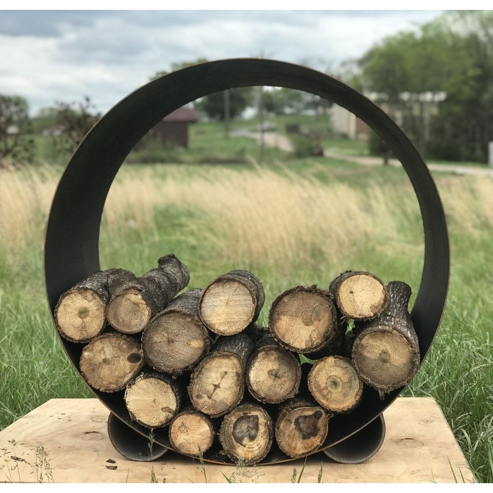 Fire Pit Art The Orbit 39" Round Steel Fire Log Rack