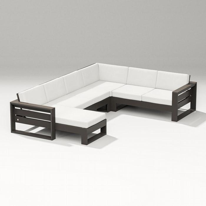 Polywood Latitude 5-Piece Corner Outdoor Sectional Sofa w/ Left Chaise