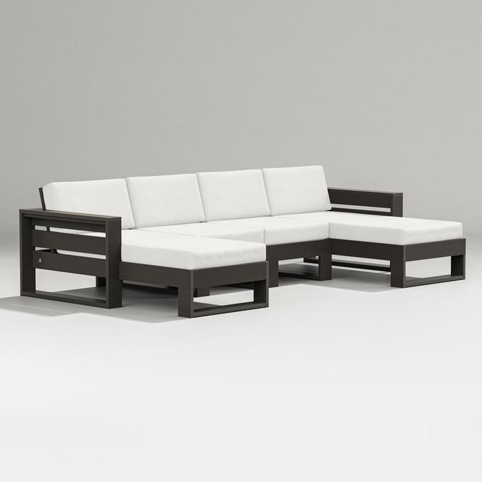 Polywood Latitude 4-Piece Double Chaise Outdoor Sectional Sofa