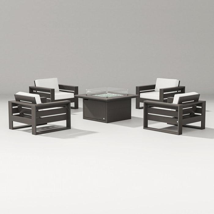 Polywood Latitude 5-Piece Lounge Fire Table Set