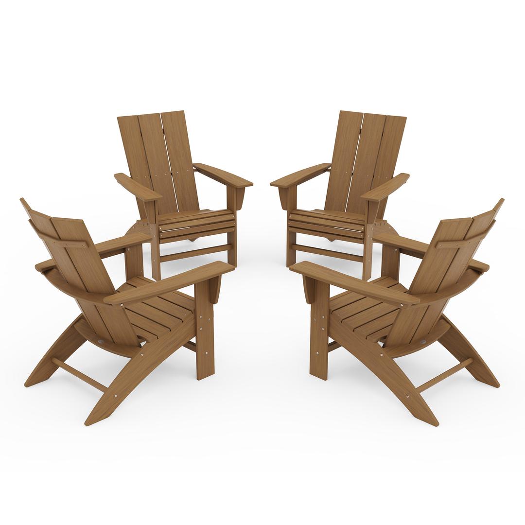 Polywood Modern 4-Piece Curveback Adirondack Set