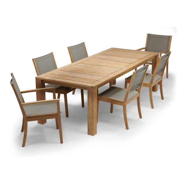 POVL Outdoor Foundation 97&quot; 6-Seat Teak Dining Set with Calera Chairs