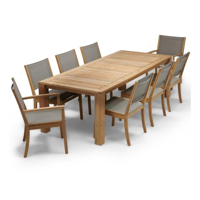 POVL Outdoor Foundation 97&quot; 8-Seat Teak Dining Set with Calera Chairs