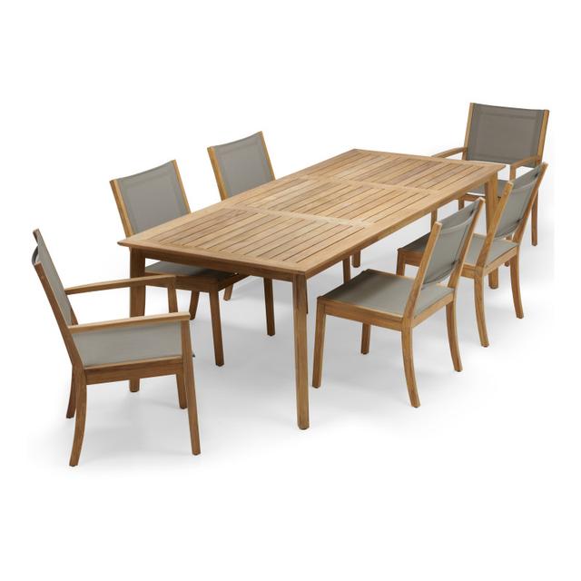 POVL Outdoor Menlo 95&quot; 6-Seat Teak Dining Set with Calera Chairs