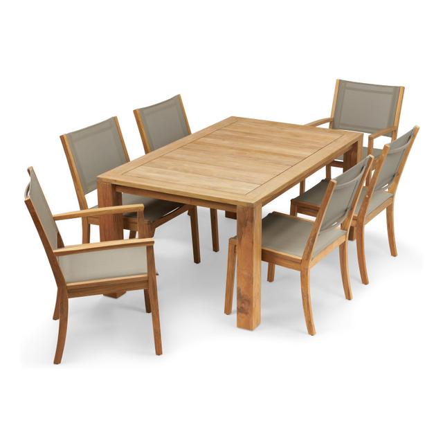 POVL Outdoor Foundation 64.5&quot; 6-Seat Teak Dining Set with Calera Chairs