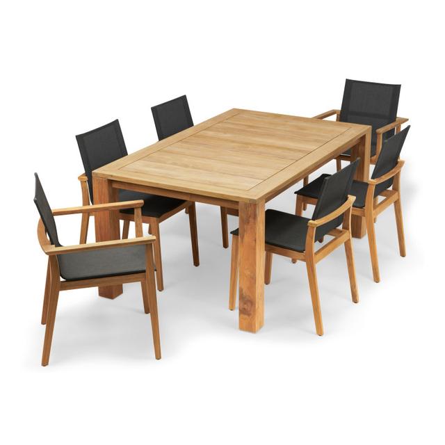 POVL Outdoor Foundation 64.5&quot; 6-Seat Teak Dining Set with Menlo Chairs