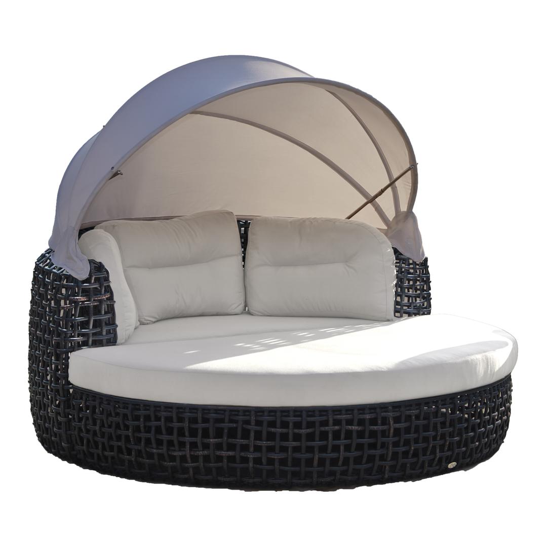 Skyline Design Dynasty Woven Outdoor Daybed with Ottoman