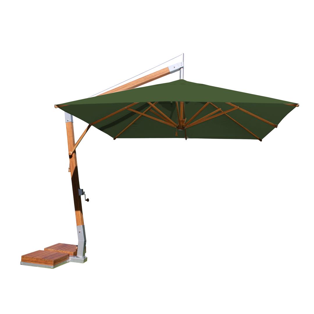 Bambrella Side Wind Levante 11' Square Bamboo Cantilever Patio Umbrella