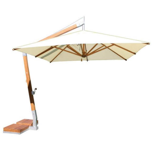 Bambrella 11' Square Side Wind Levante Bamboo Cantilever Umbrella